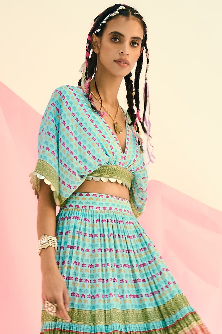 Blue Printed Skirt by Limerick By Abirr N' Nanki at Pernia's Pop Up Shop