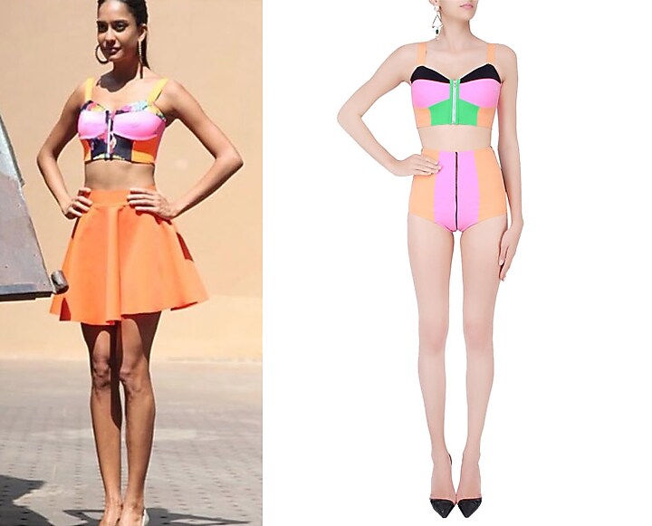 Black and terracota color blocked bikini set available only at Pernia's Pop Up Shop.