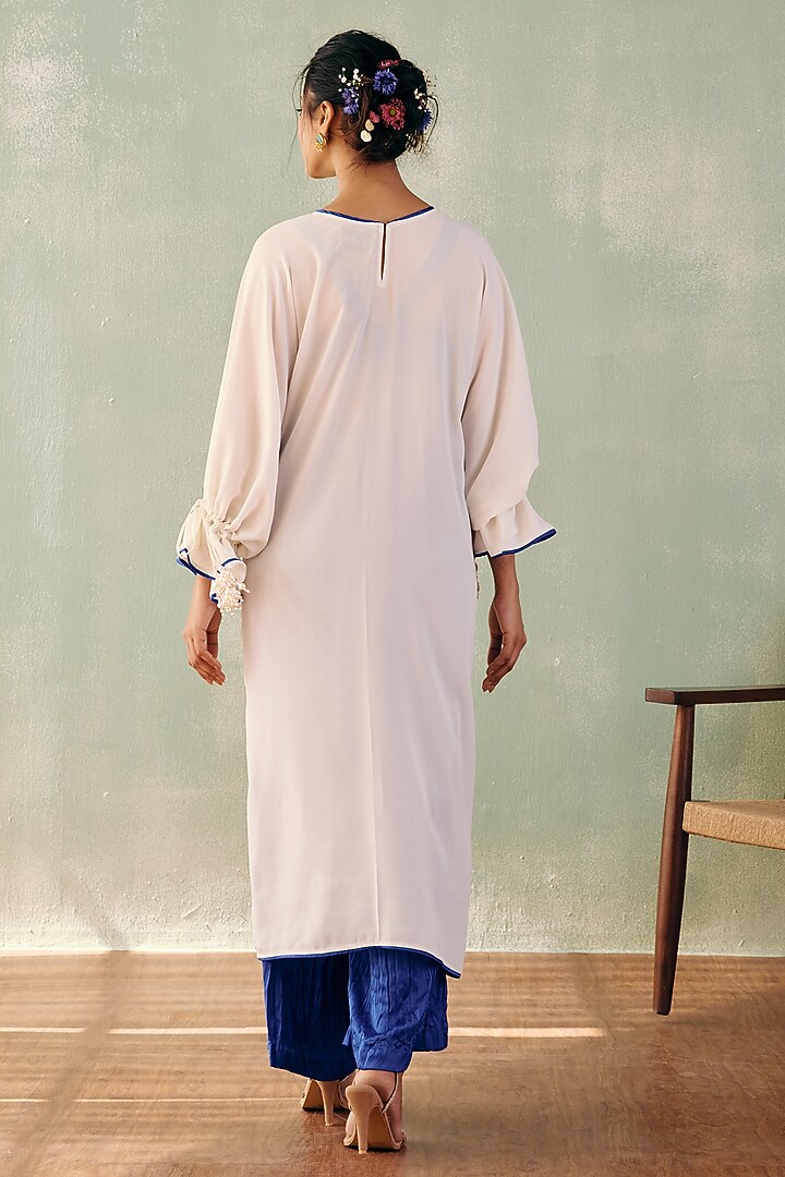 Ivory Georgette Sequins Embroidered Kaftan Set by Label Japji Arora at Pernia's Pop Up Shop