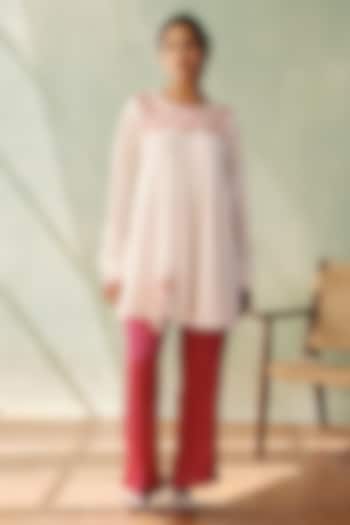 Ivory Georgette Sequins Embroidered A-Line Kurta Set by Label Japji Arora at Pernia's Pop Up Shop