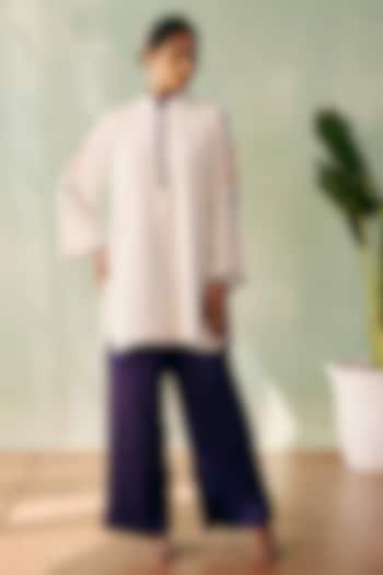 Ivory Georgette Sequins Embroidered Short Kurta Set by Label Japji Arora at Pernia's Pop Up Shop