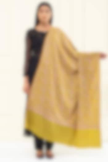 Mustard Yellow Pashmina Hand Embroidered Shawl by Pashme`Ladakh at Pernia's Pop Up Shop