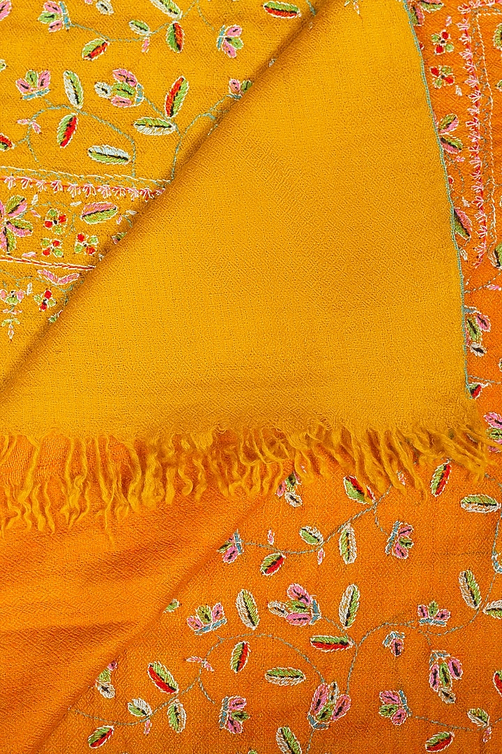 Burnt Orange Pashmina Hand Embroidered Shawl by Pashme`Ladakh at Pernia's Pop Up Shop