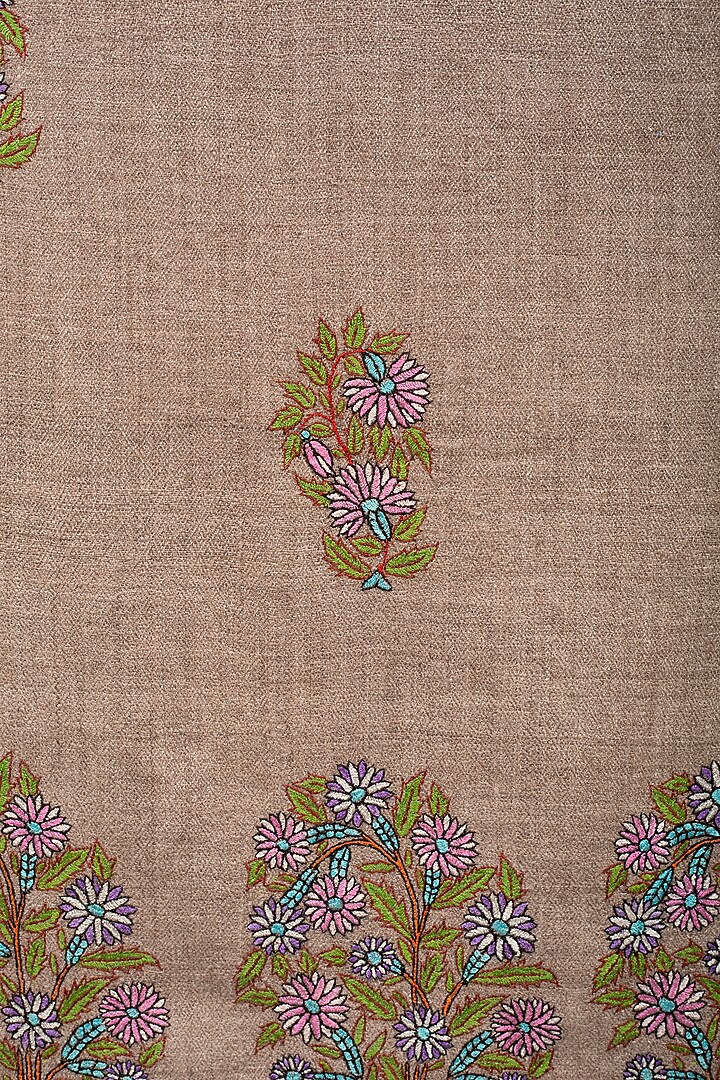 Beige Pashmina Hand Embroidered Shawl by Pashme`Ladakh at Pernia's Pop Up Shop