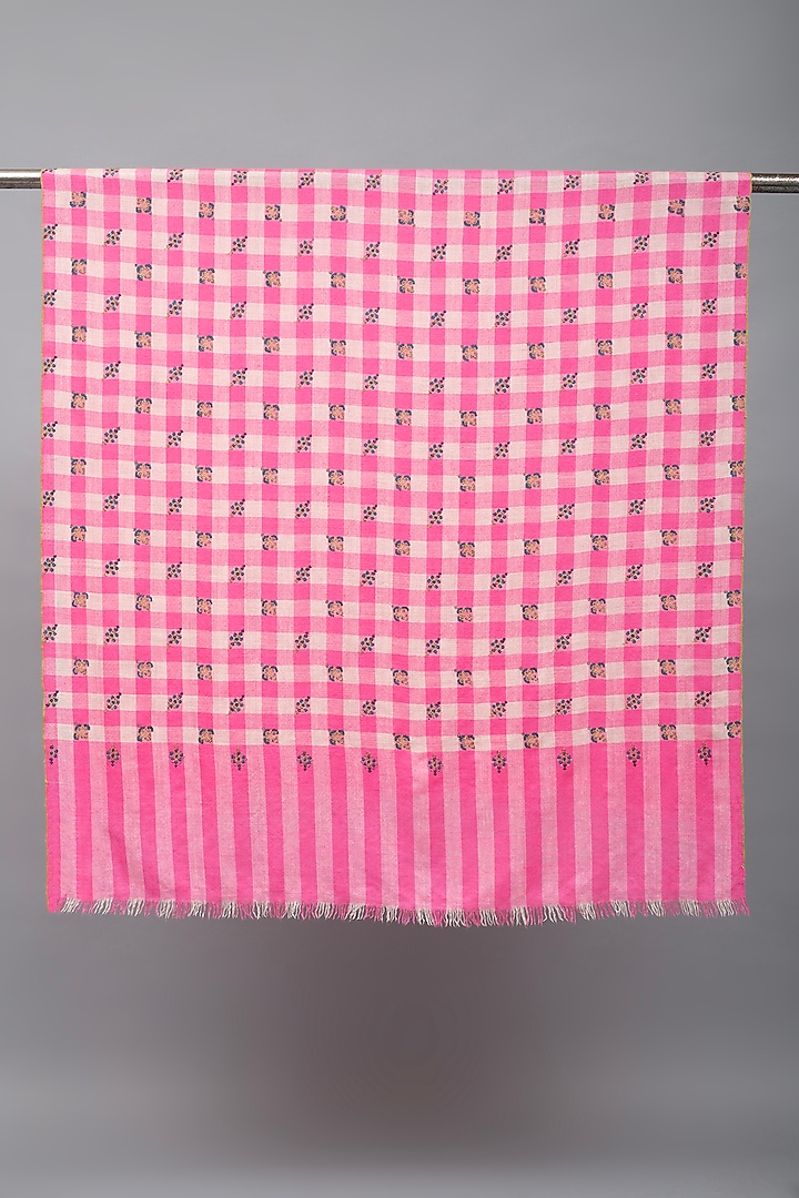 Pink Pashmina Hand Embroidered Shawl by Pashme`Ladakh at Pernia's Pop Up Shop
