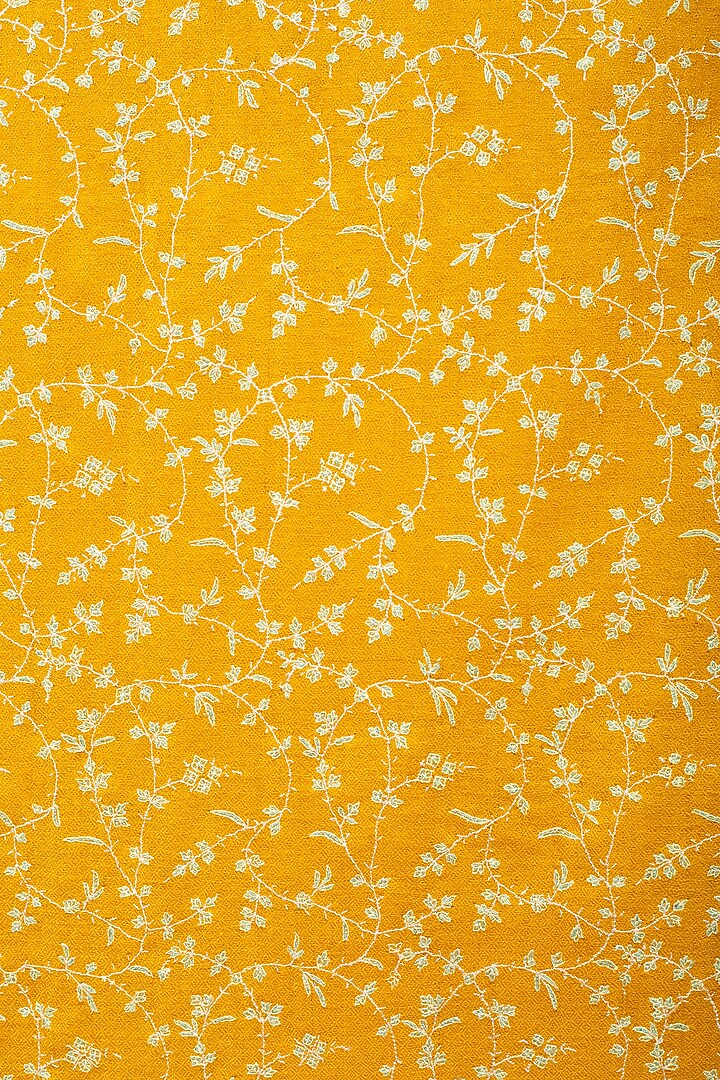 Mustard Yellow Pashmina Hand Embroidered Shawl by Pashme`Ladakh at Pernia's Pop Up Shop