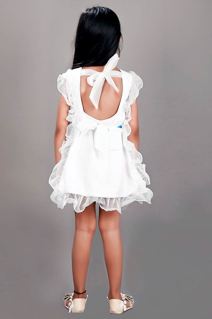 White Organza Printed Dress For Girls by Lakshmi Reddy at Pernia's Pop Up Shop