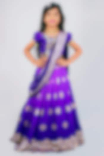 Purple Georgette Zari Embellished Ombre Lehenga Set For Girls by Lakshmi Reddy at Pernia's Pop Up Shop