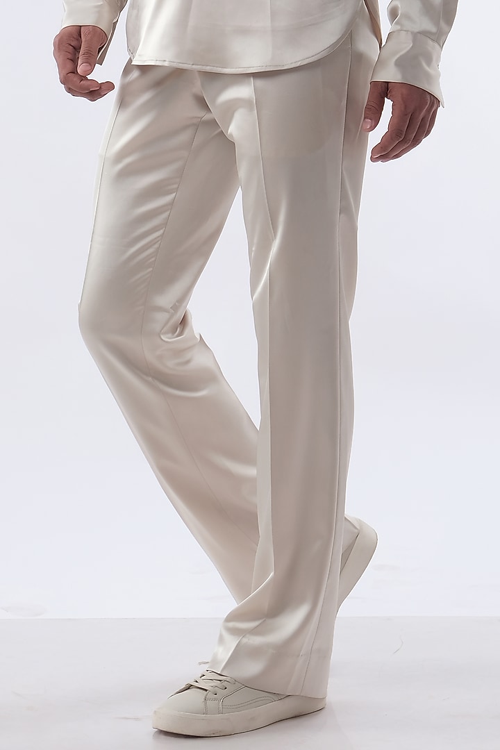 Golden Beige Velvet Hand Embroidered Tuxedo Set by Kommal Sood at Pernia's Pop Up Shop