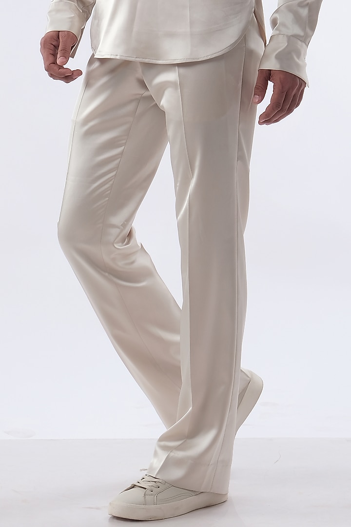 Golden Beige Velvet Hand Embroidered Tuxedo Set by Kommal Sood at Pernia's Pop Up Shop