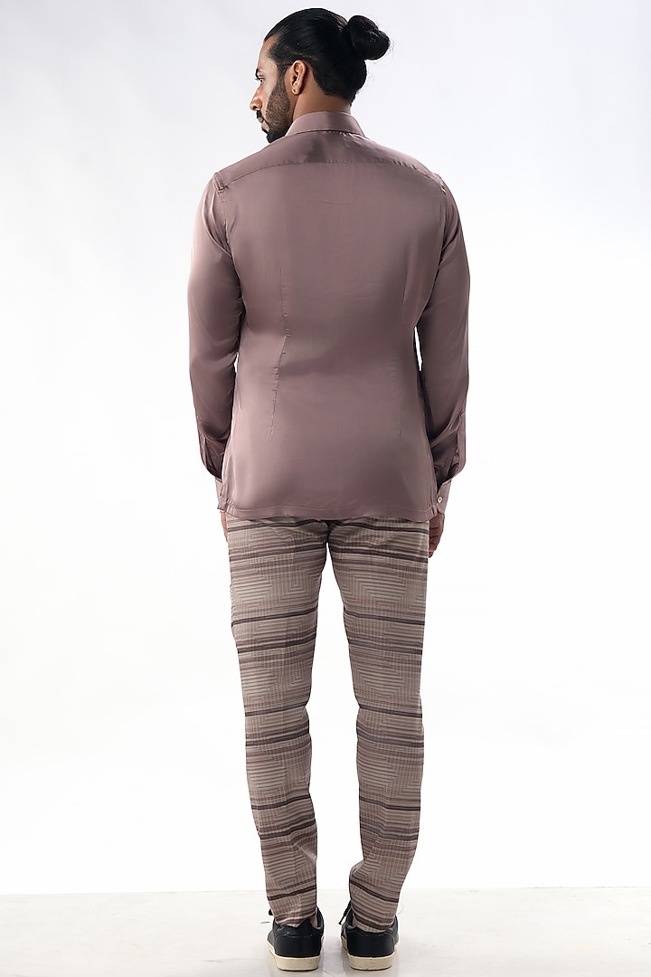 Taupe Brown Satin Co-Ord Set by Kommal Sood at Pernia's Pop Up Shop