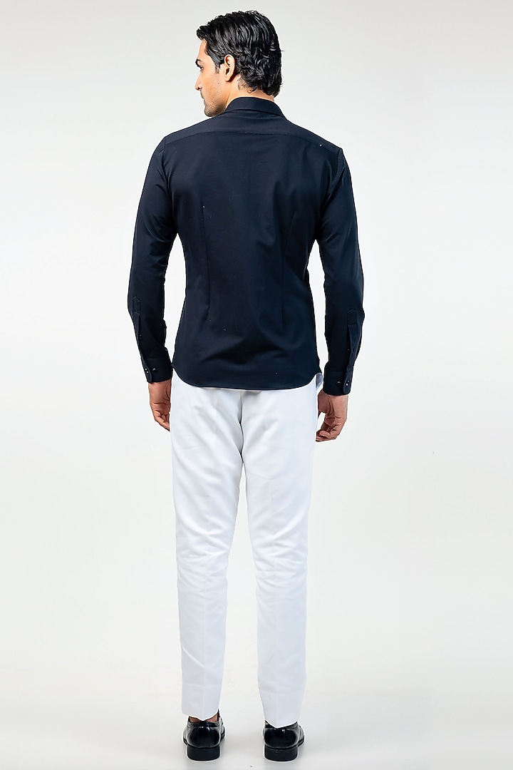 Black Cotton Sequins Embroidered Party Wear Shirt by Kommal Sood at Pernia's Pop Up Shop