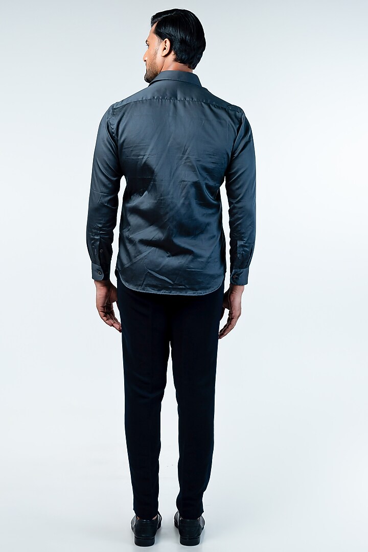 Dark Grey Cotton Party Wear Shirt by Kommal Sood at Pernia's Pop Up Shop