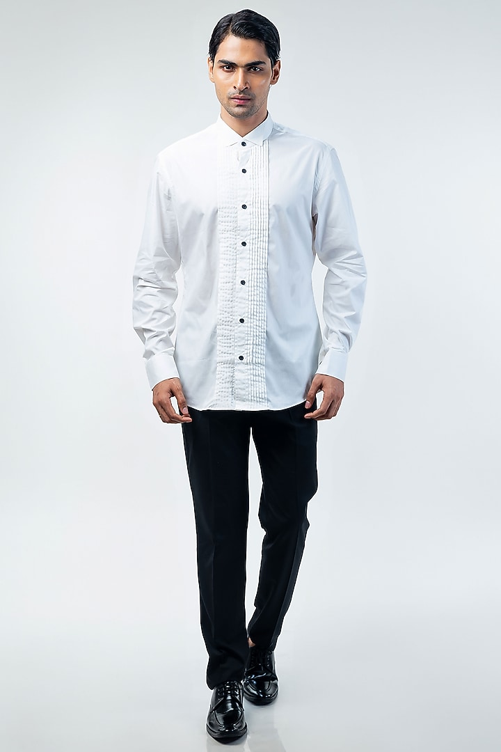 Black Cupro Hand & Machine Embroidered Tuxedo Set by Kommal Sood at Pernia's Pop Up Shop