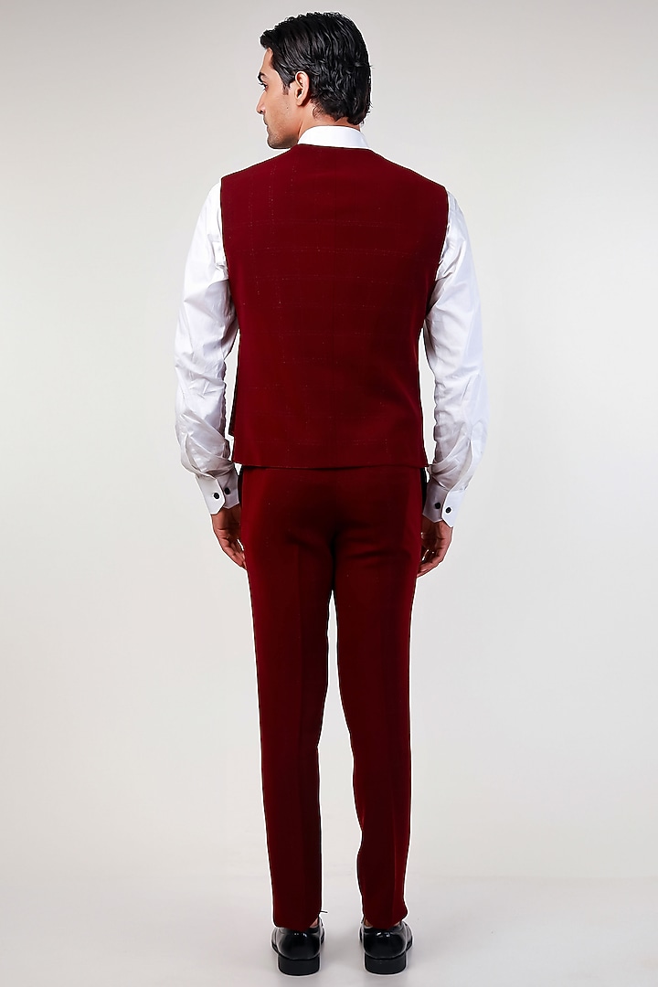 Wine Cupro Waistcoat Set by Kommal Sood at Pernia's Pop Up Shop