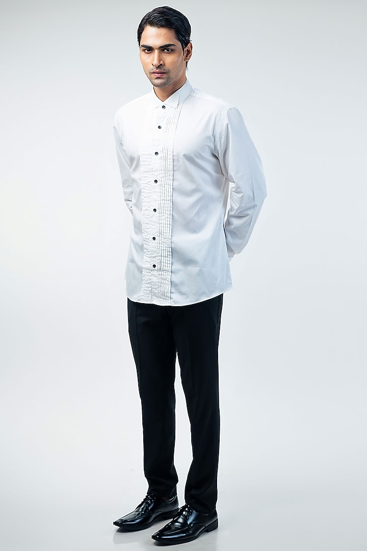 Light Grey Cupro Hand Embroidered Tuxedo Set by Kommal Sood at Pernia's Pop Up Shop