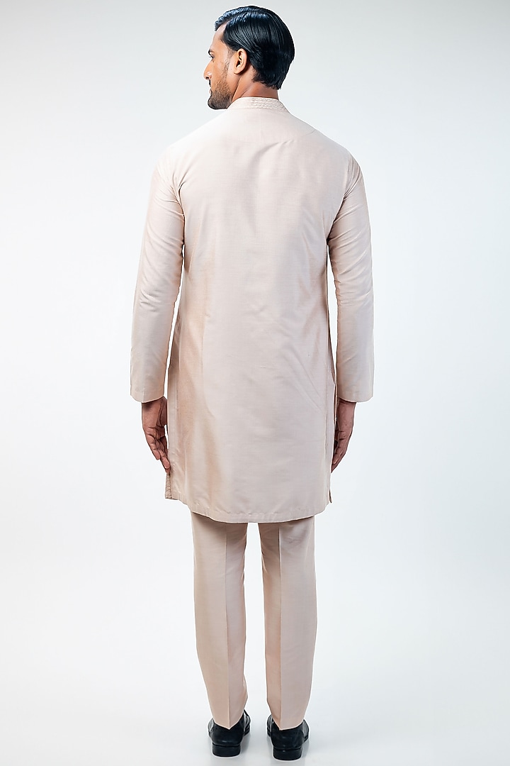 Rose Pink Cotton Silk Machine & Hand Embroidered Kurta Set by Kommal Sood at Pernia's Pop Up Shop