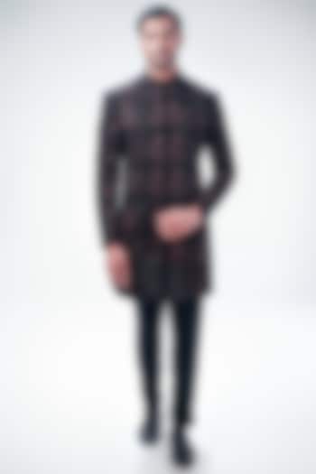 Navy Blue Velvet Cutdana Embroidered Indo-Western Set by Kommal Sood at Pernia's Pop Up Shop