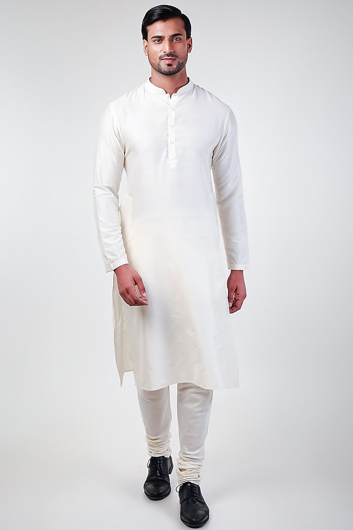 Off-White Cotton Silk Kurta Set by Kommal Sood