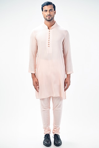 Rose Pink Cotton Silk Kurta Set by Kommal Sood