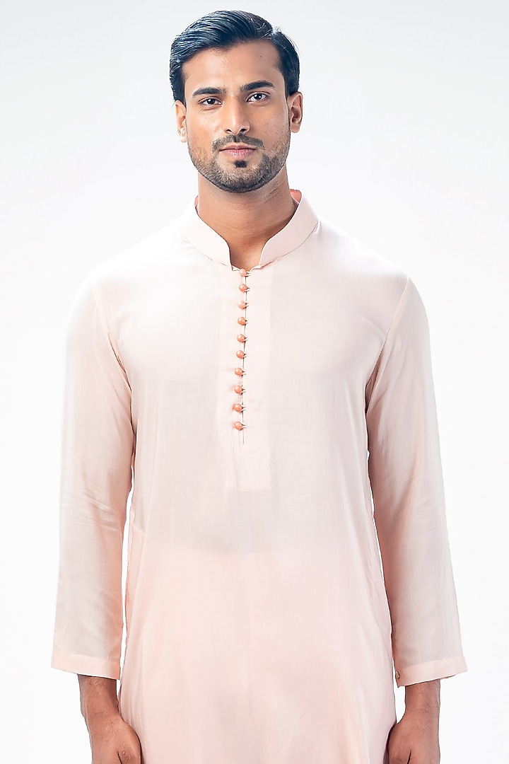 Rose Pink Cotton Silk Kurta Set by Kommal Sood at Pernia's Pop Up Shop
