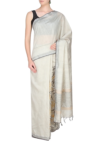 Natural Colour Nirala's Poetry Hand Painted Bhagalpur Saree by Likhawat
