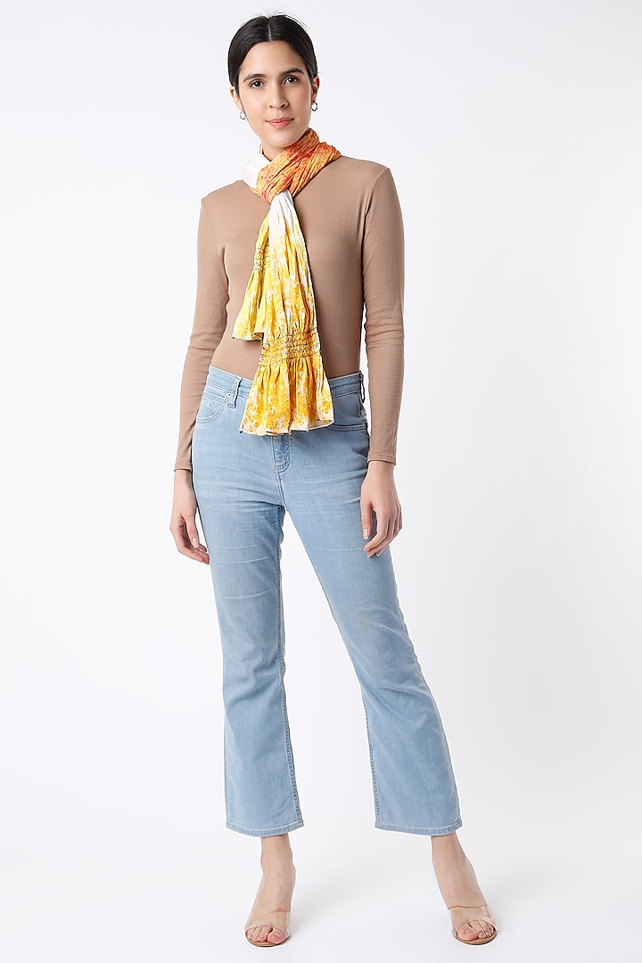 Yellow & Orange Printed Scarf by Label Meesa