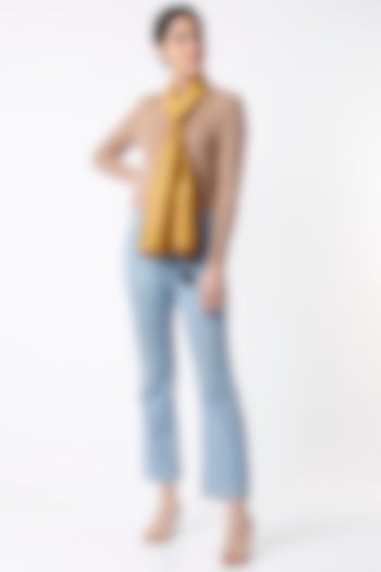 Mustard Embroidered Scarf by Label Meesa at Pernia's Pop Up Shop