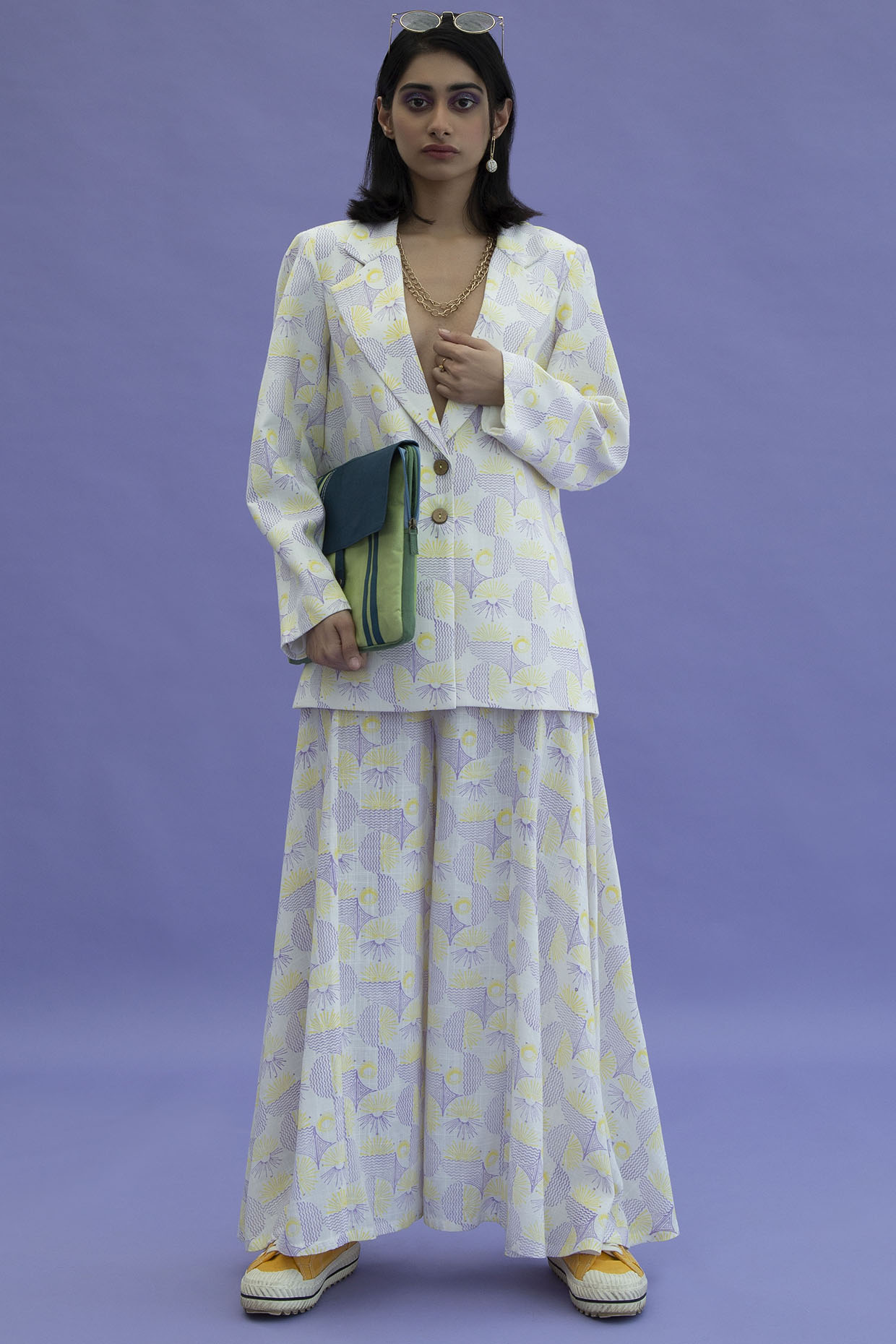 White Printed Pant Set by Label Meesa at Pernia's Pop Up Shop