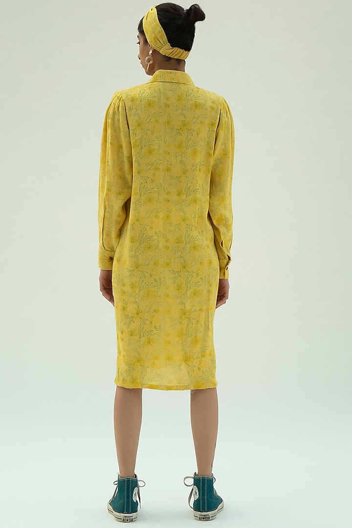 Yellow Iris Printed Summer Shirt Dress by Label Meesa at Pernia's Pop Up Shop