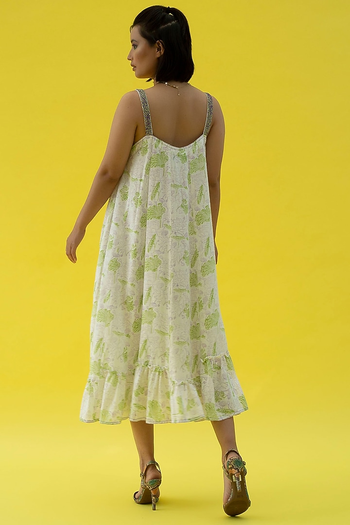 White Hand Embroidered Maxi Summer Dress by Label Meesa at Pernia's Pop Up Shop