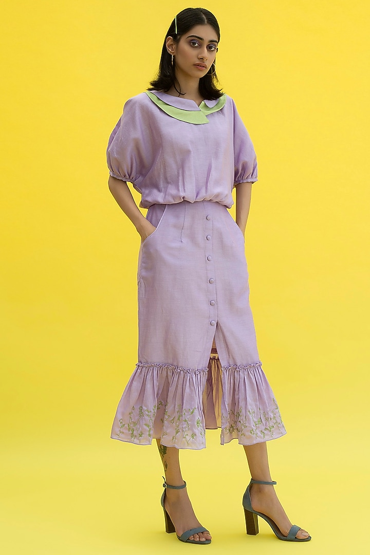 Lavender Hand Embroidered Summer Dress by Label Meesa at Pernia's Pop Up Shop