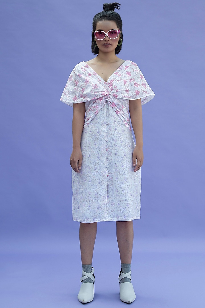 White Printed Dress by Label Meesa
