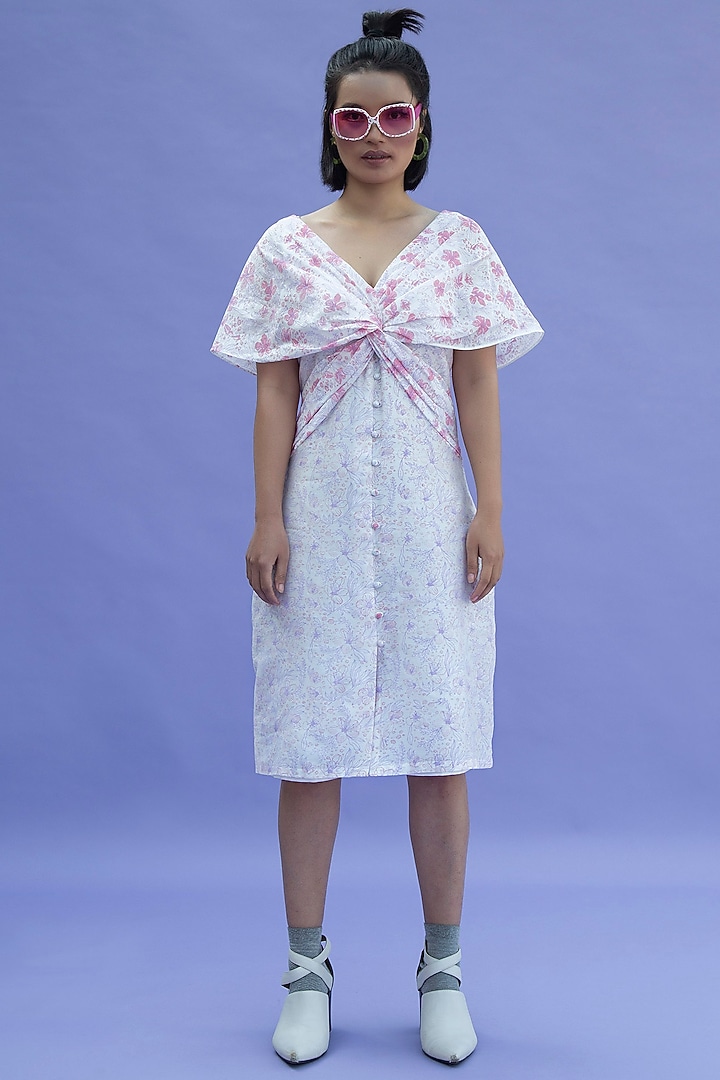 White Printed Summer Dress by Label Meesa at Pernia's Pop Up Shop