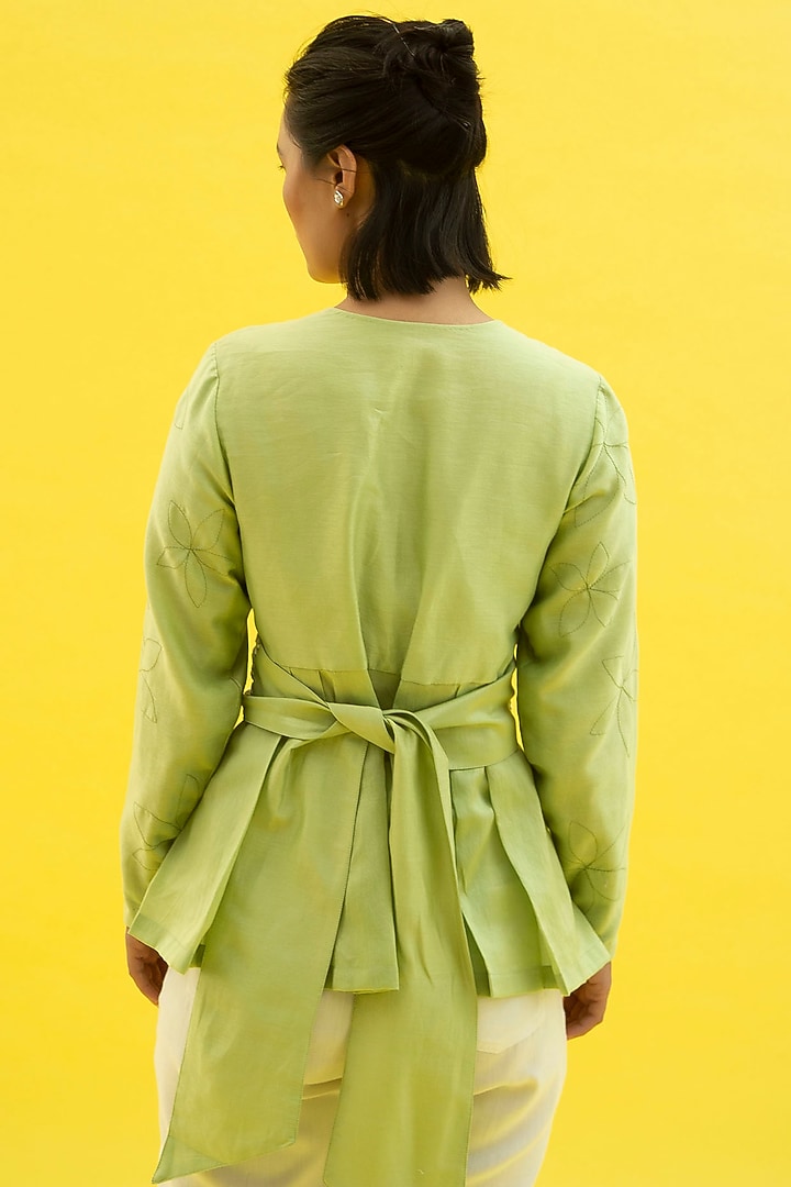 Lettuce Green Panelled Shirt by Label Meesa at Pernia's Pop Up Shop