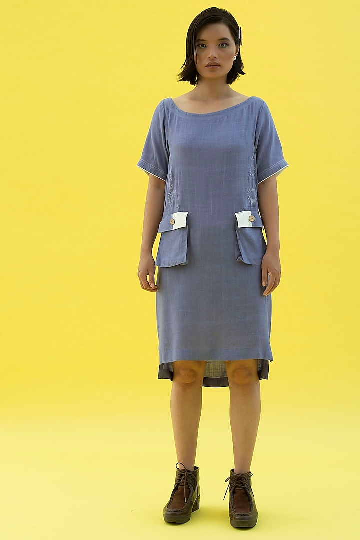 Tradewind Blue Cotton Dress by Label Meesa