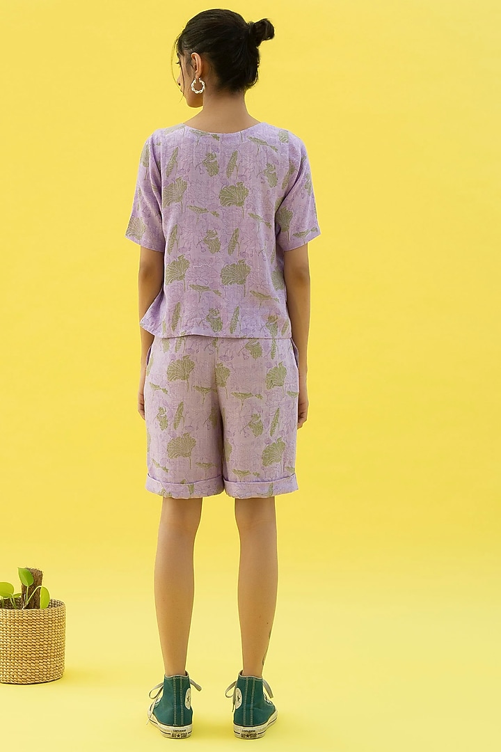 Cherry Blossom Purple Shorts With Blouse by Label Meesa at Pernia's Pop Up Shop