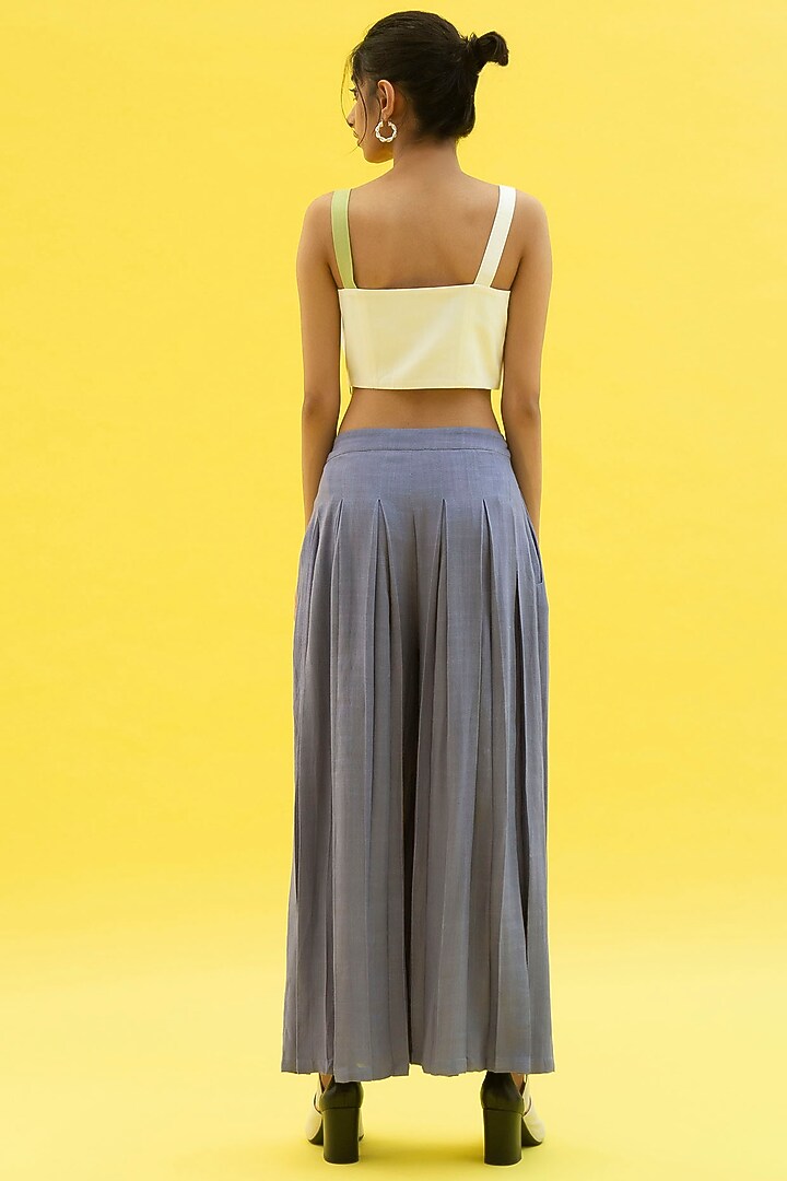 Tradewind Blue Box Pleated Trousers by Label Meesa at Pernia's Pop Up Shop