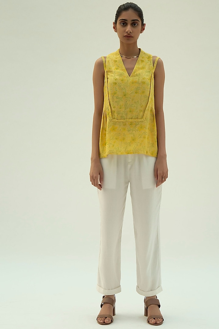 Yellow Hand Printed Top by Label Meesa