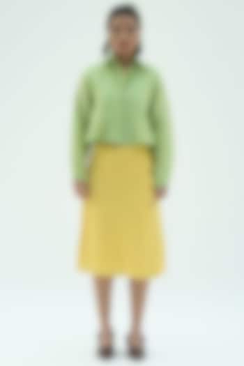 Yellow A-Line Skirt With Buttons by Label Meesa