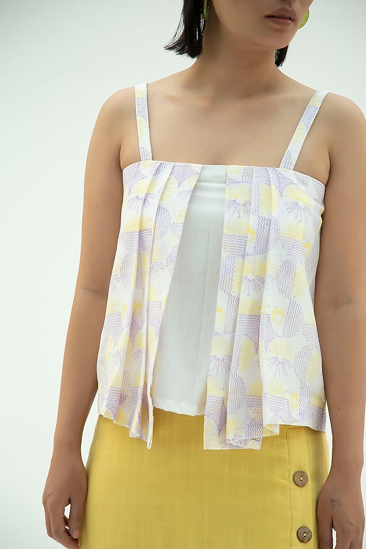 Sun White Block Printed Top by Label Meesa at Pernia's Pop Up Shop