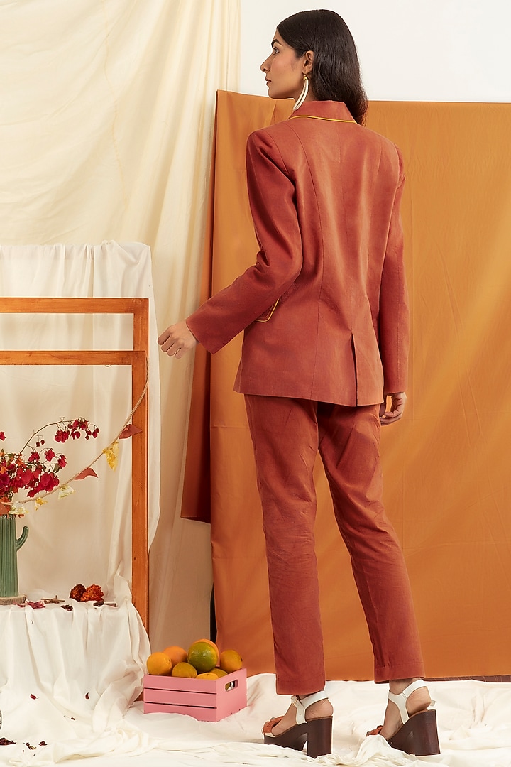 Brown Cotton Poplin Blazer Set by Label Meesa at Pernia's Pop Up Shop
