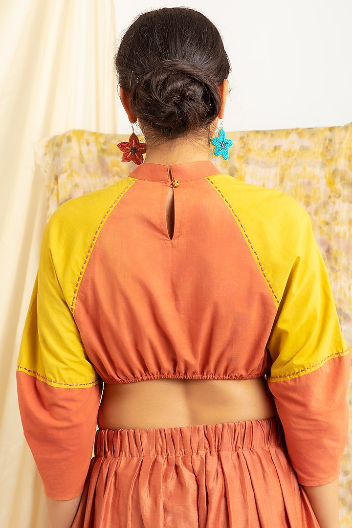 Coral Orange Cotton Poplin Crop Top by Label Meesa at Pernia's Pop Up Shop