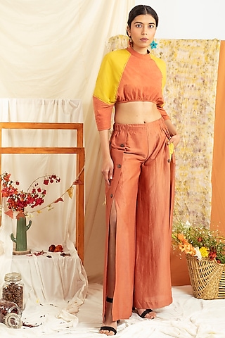 Buy Orange Flare Pants for Women Online from India's Luxury Designers 2024