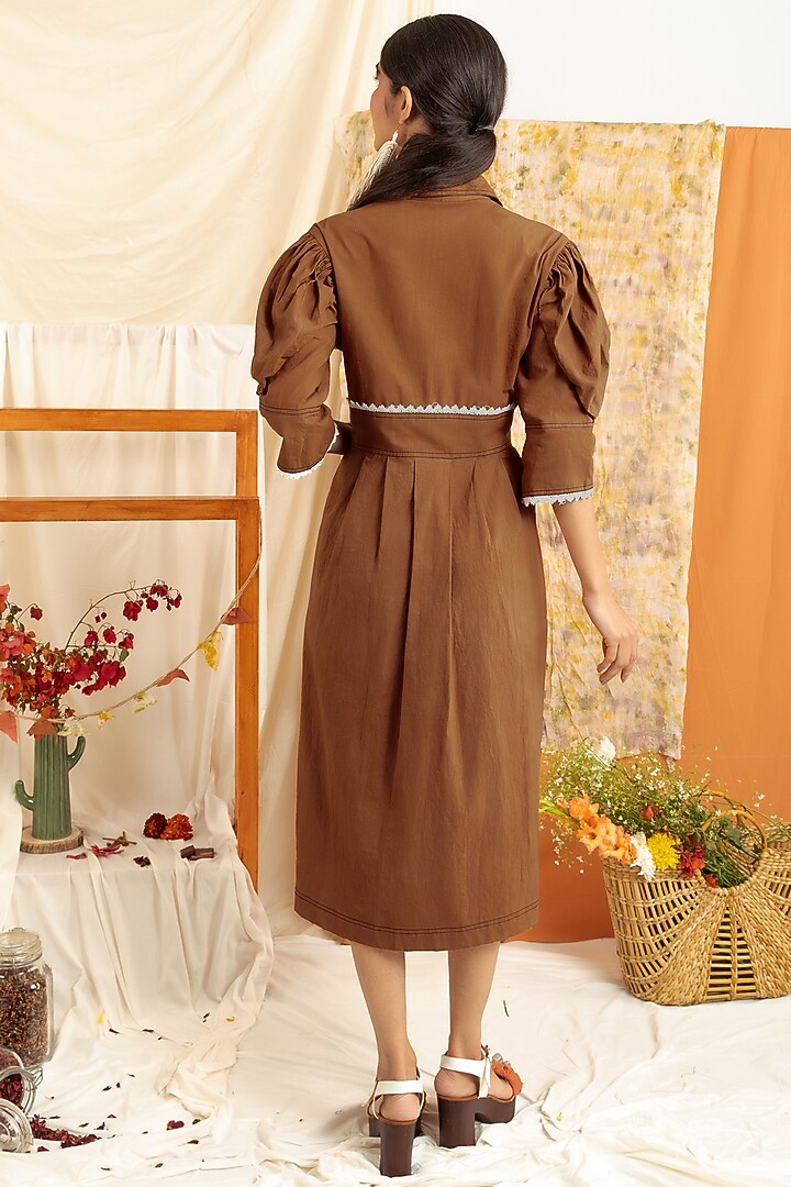 Brown Crochet Lace Midi Summer Dress by Label Meesa at Pernia's Pop Up Shop