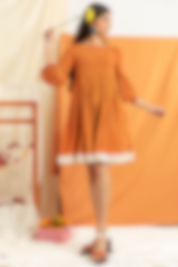 Brown Orange Peel Mini Dress by Label Meesa
