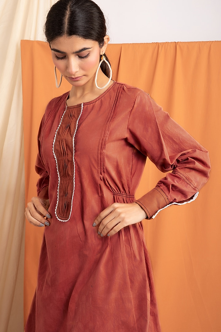 Red Cotton Poplin Tunic by Label Meesa at Pernia's Pop Up Shop