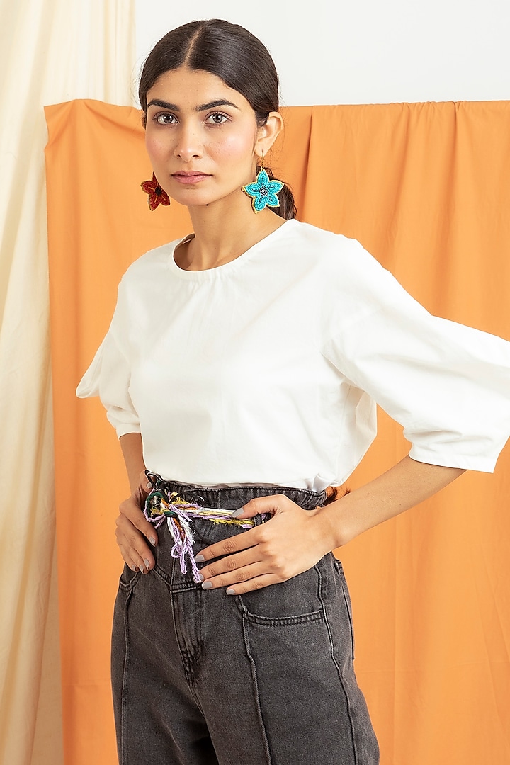 White Cotton Poplin Bodysuit by Label Meesa at Pernia's Pop Up