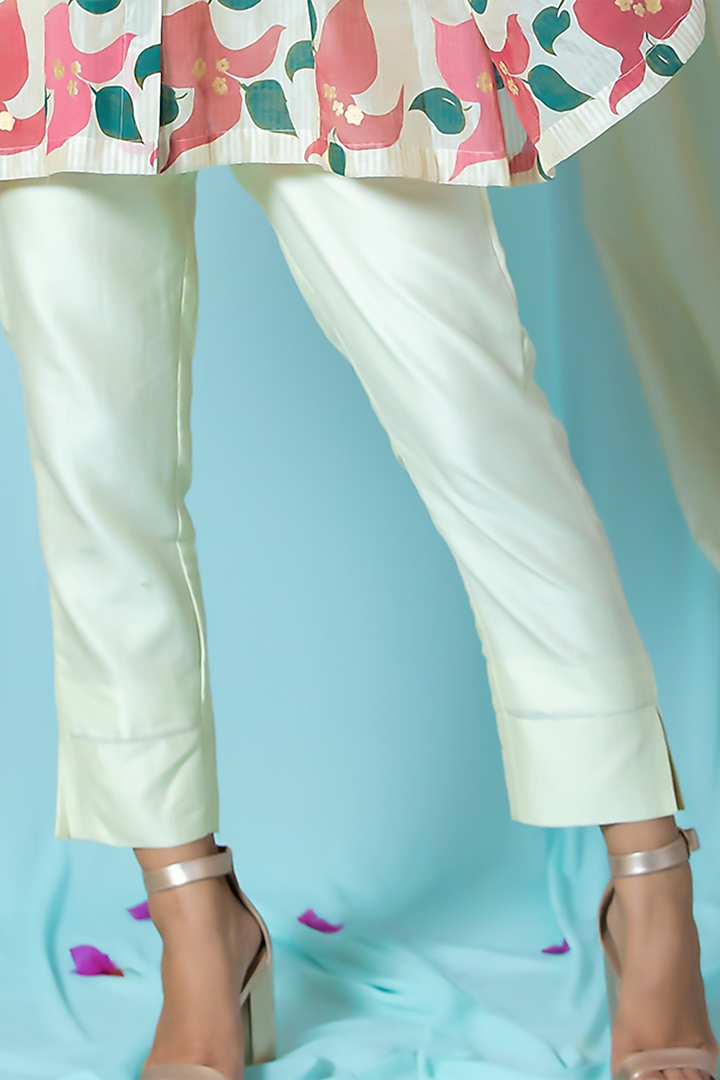 Off-White Silk Printed Kaftan Shirt by Label Meesa at Pernia's Pop Up Shop