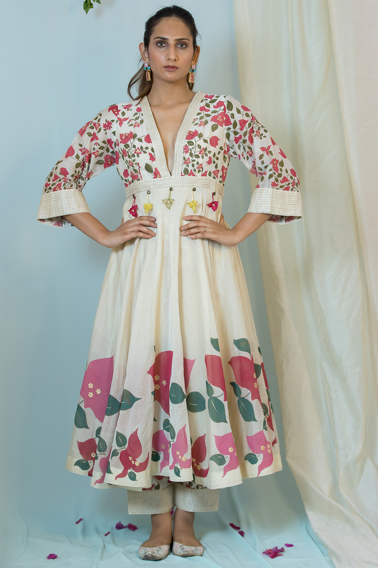 Off-White Chanderi Printed Kurta by Label Meesa